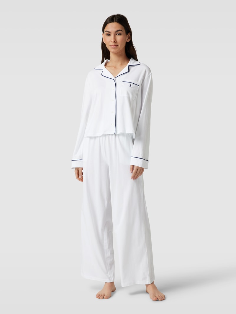 Pyjama mit Label-Stitching in weiß