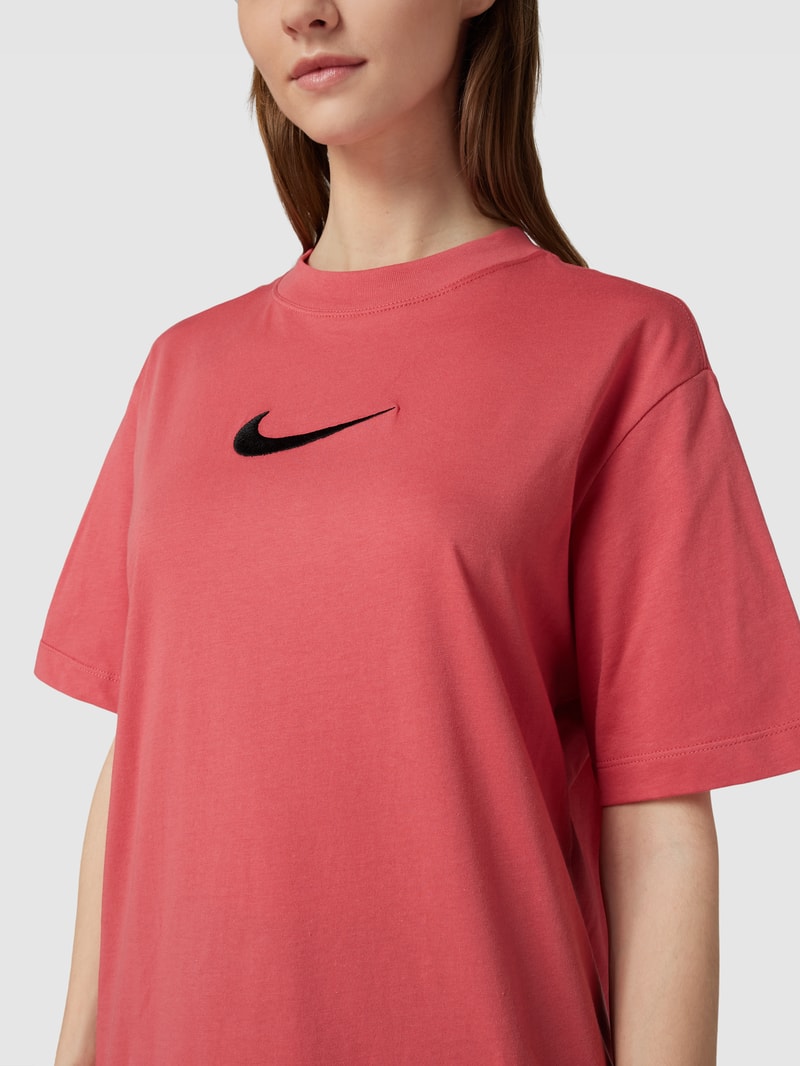 Oversized T-Shirt mit Logo-Stitching in rostrot