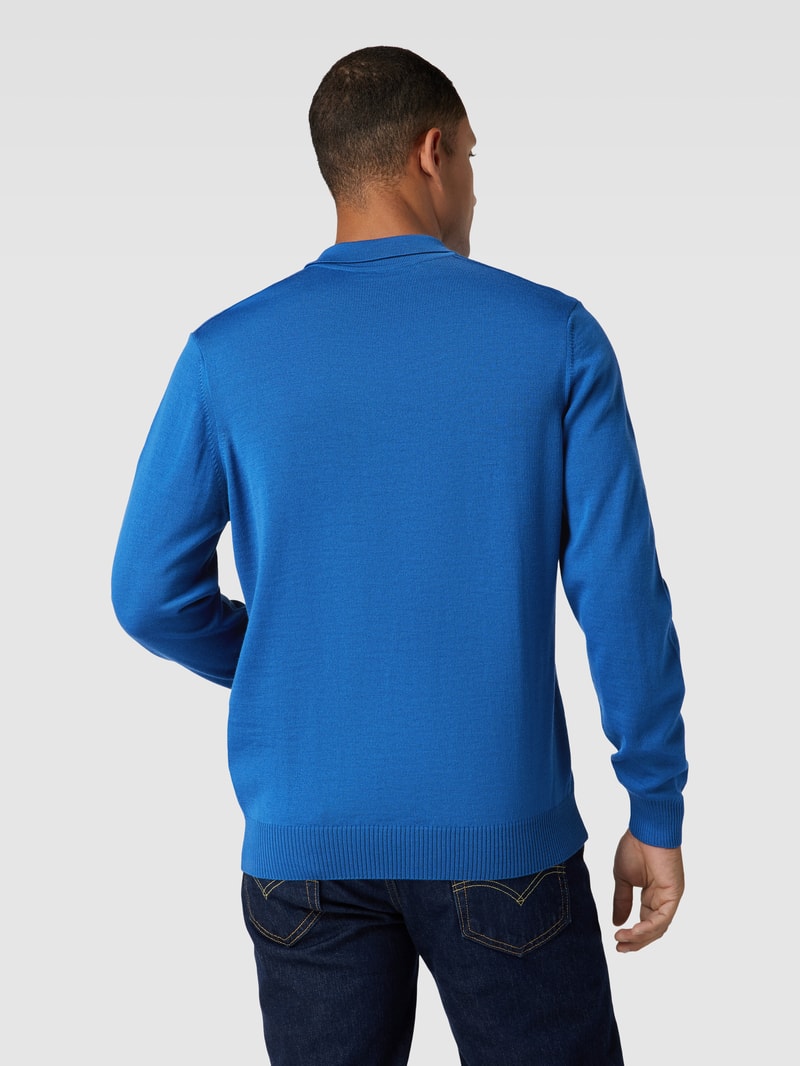 Strickpullover mit kurzem Reißverschluss Modell 'POLO ZIP' in royalblau