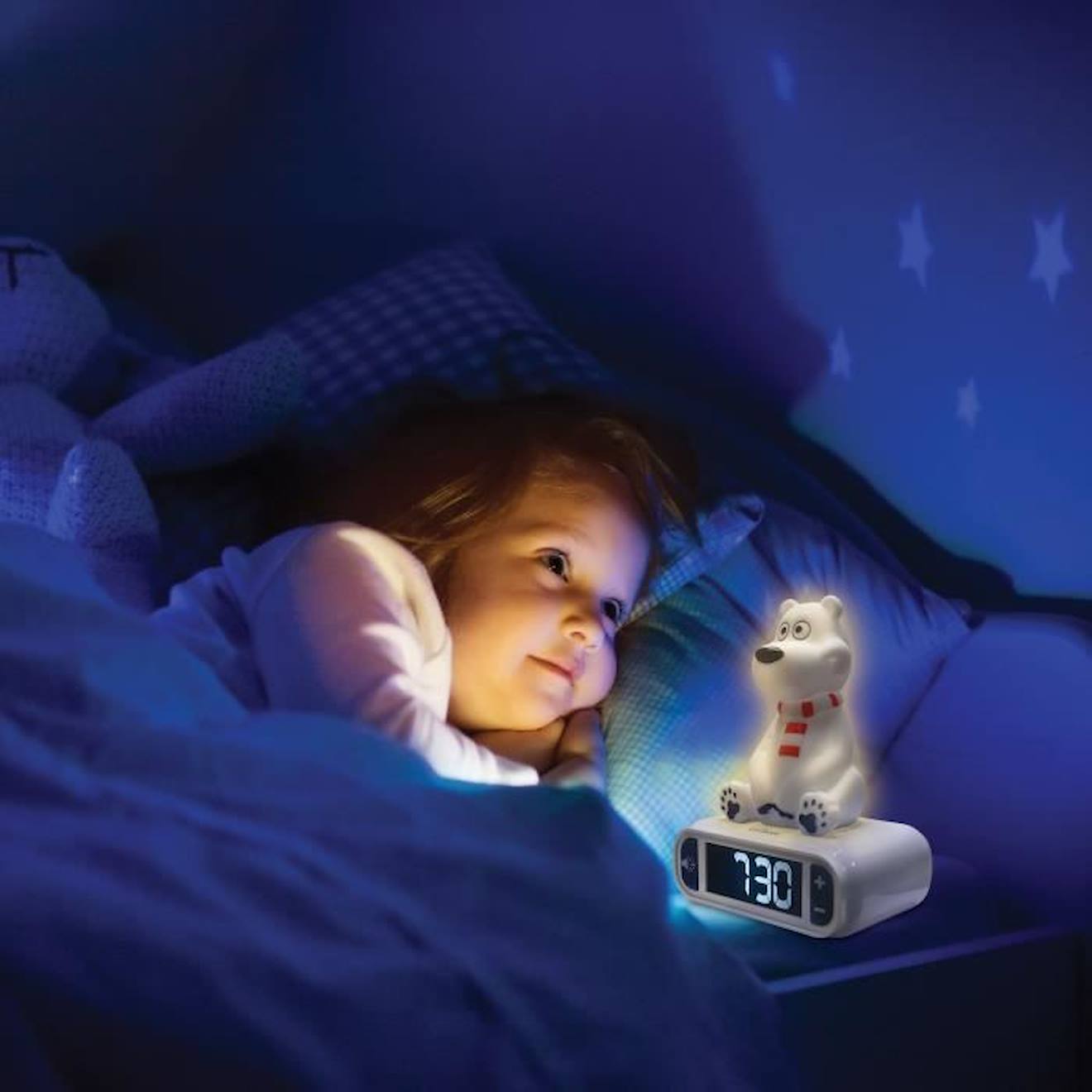 Réveil digital Ours Polaire avec veilleuse lumineuse en 3D et effets sonores