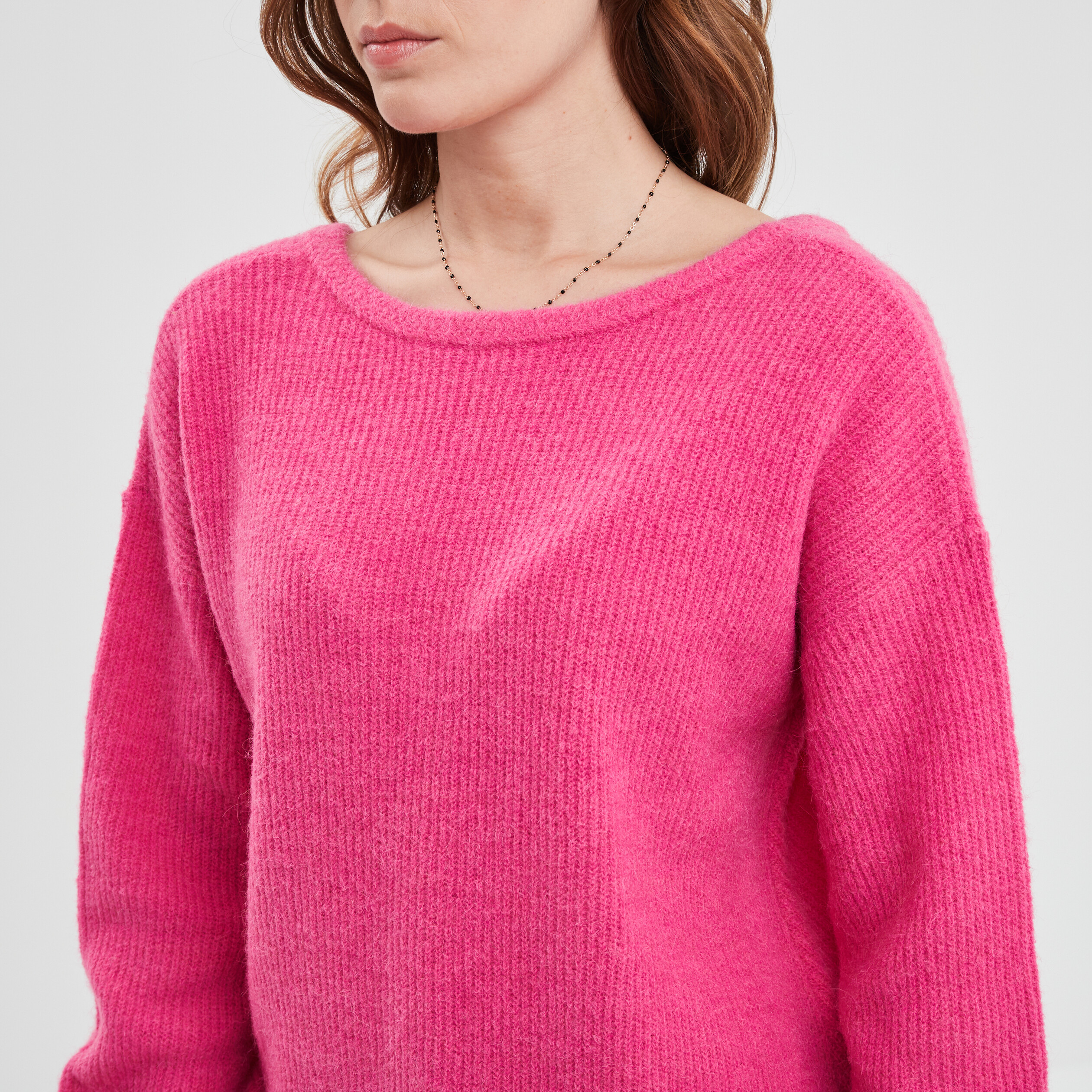Pull réversible dos col en V rose fushia femme | La Halle
