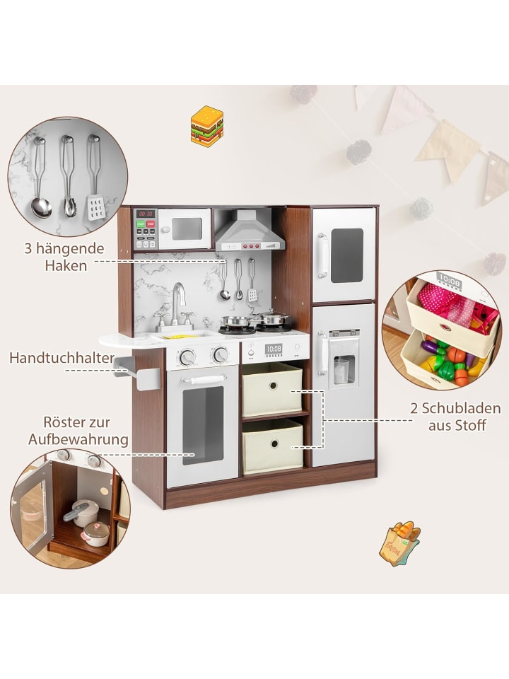 COSTWAY Spielküche ab 3 Jahre in Braun günstig kaufen onesize