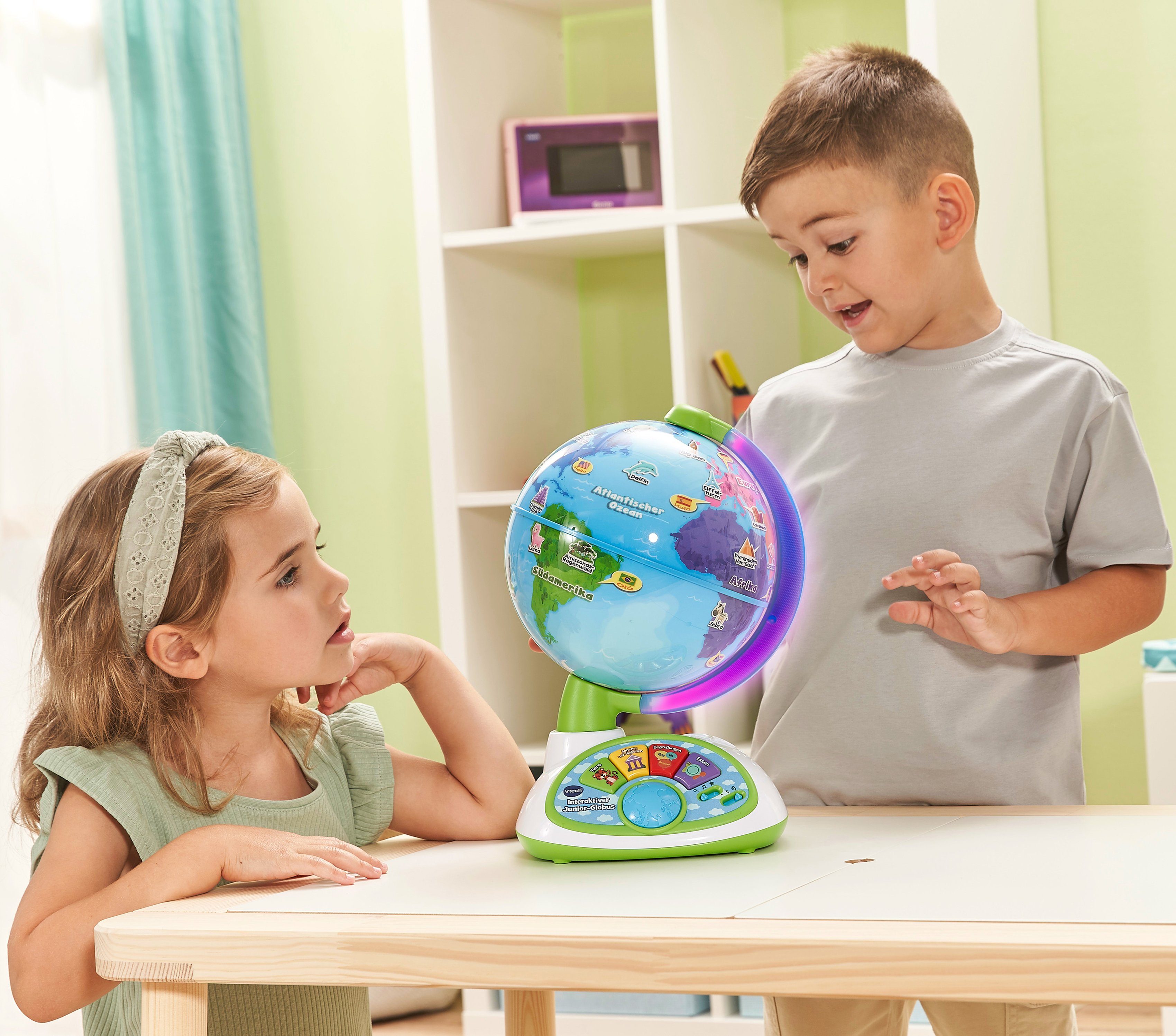 Vtech® Globus Ready Set School, Interaktiver Junior-Globus, Lernglobus mit Licht und Sound