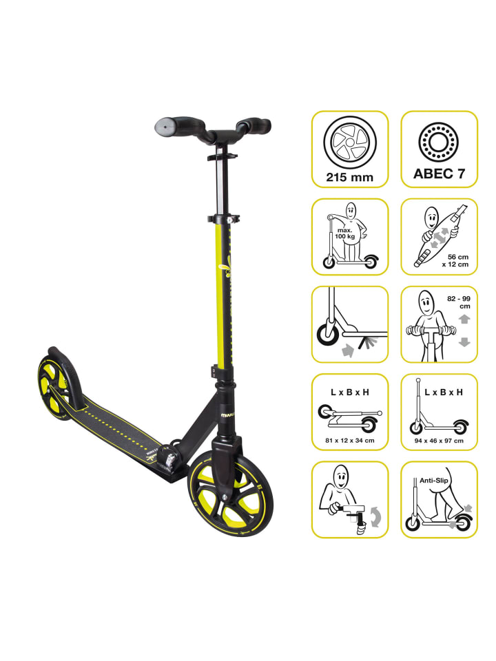 authentic Muuwmi Aluminium Scooter Pro 215 mm - Farbe: Schwarz - Lime günstig kaufen onesize