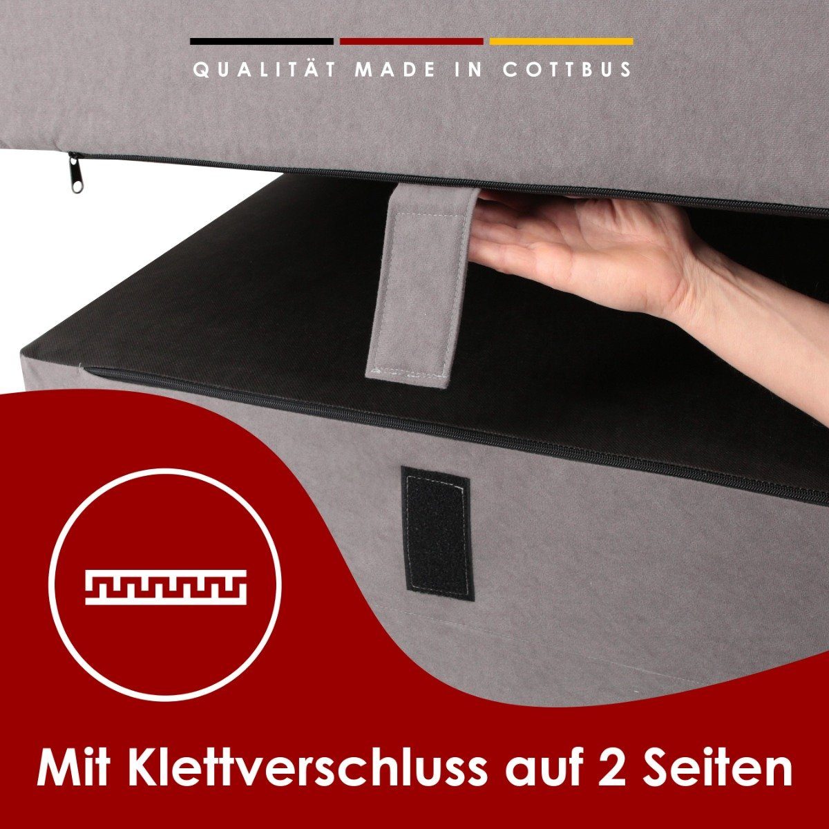 Klappmatratze Klappmatratze sonno, Stillerbursch, 15 cm hoch, (Gästebett), Härtegrad 3, hochwertiger Bezug, sorgfältige Verarbeitung