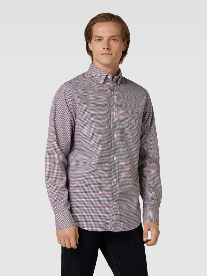 Regular Fit Freizeithemd mit Label-Stitching Modell 'POPLIN' in bordeaux rot
