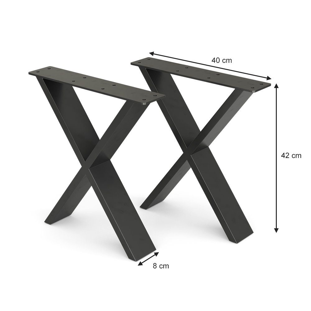 Vicco Tischbein Tischkufen X-Form LOFT 42cm 2-er Set