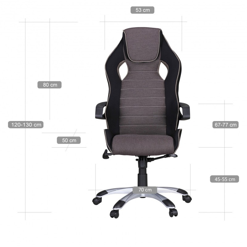 Amstyle Racing Chefsessel Silver-Line Schwarz Grau