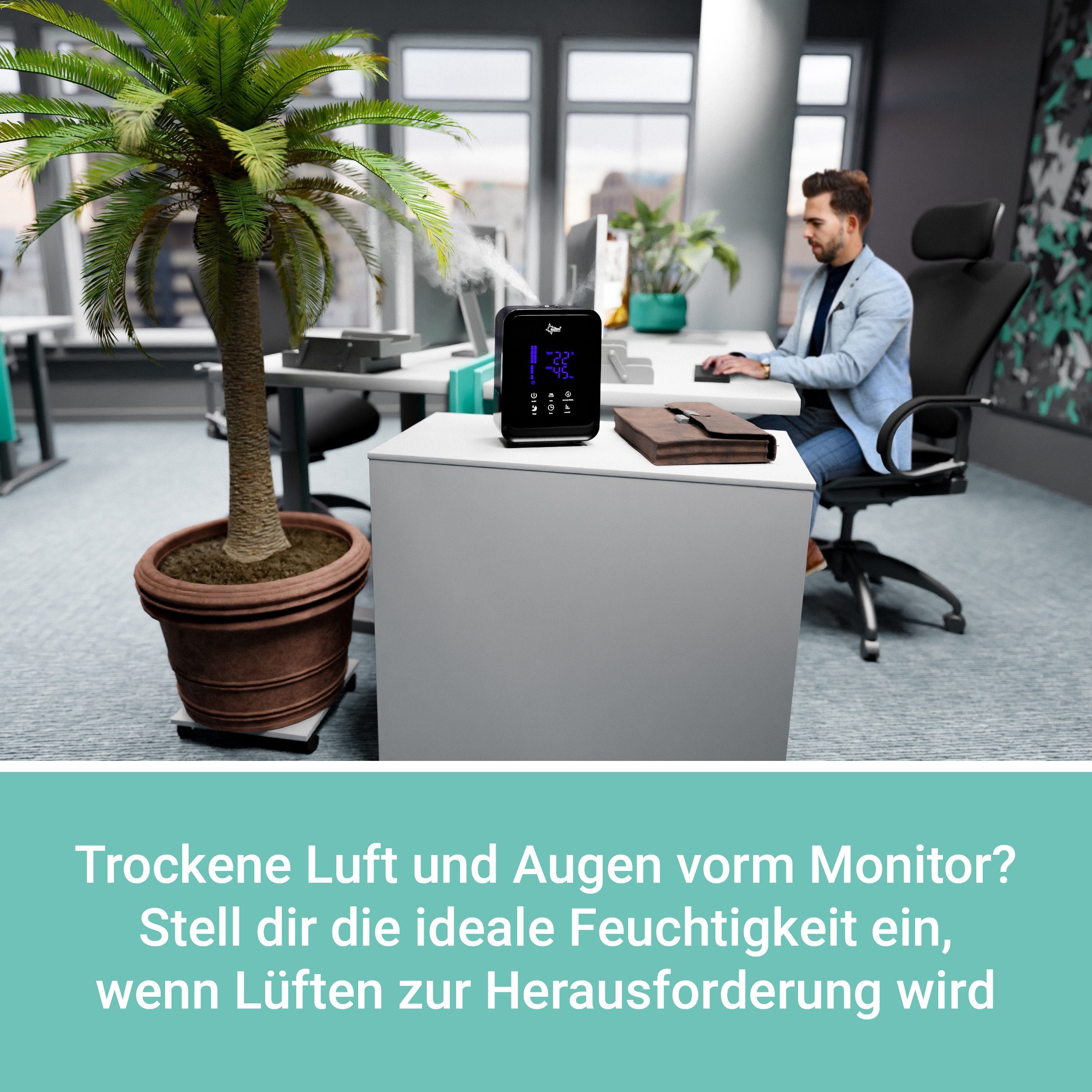 Suntec Wellness Luftbefeuchter Monsun 6000 black, 4,50 l Wassertank, Diffusor mit Aromafunktion, Ultraschallvernebler mit Auto-Abschaltung