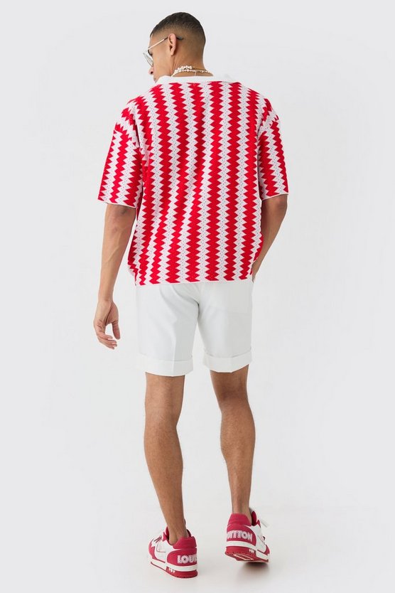 Kastiges Oversize Poloshirt mit Streifen