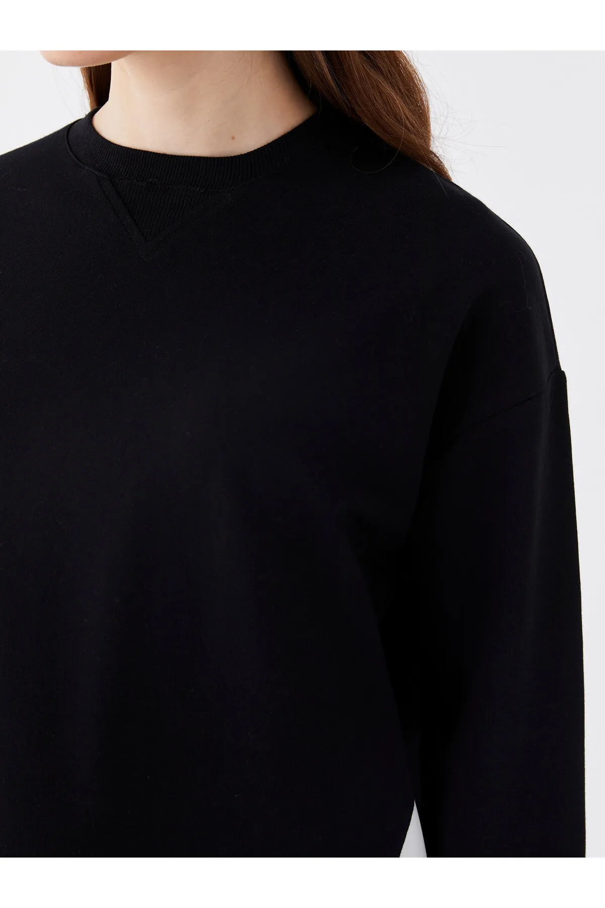LC Waikiki  Rundhalsausschnitt, einfarbig, langärmelig, Oversize-Damen-Sweatshirt-Tunika