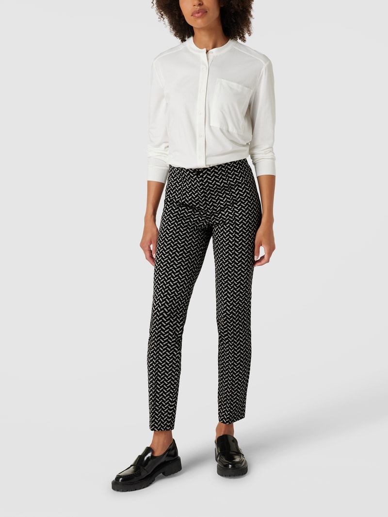 Hose mit Allover-Muster Modell 'Ros' in schwarz