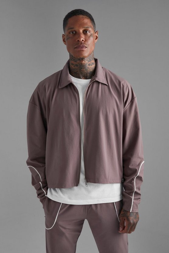 Kastige Harrington-Jacke mit Paspeln