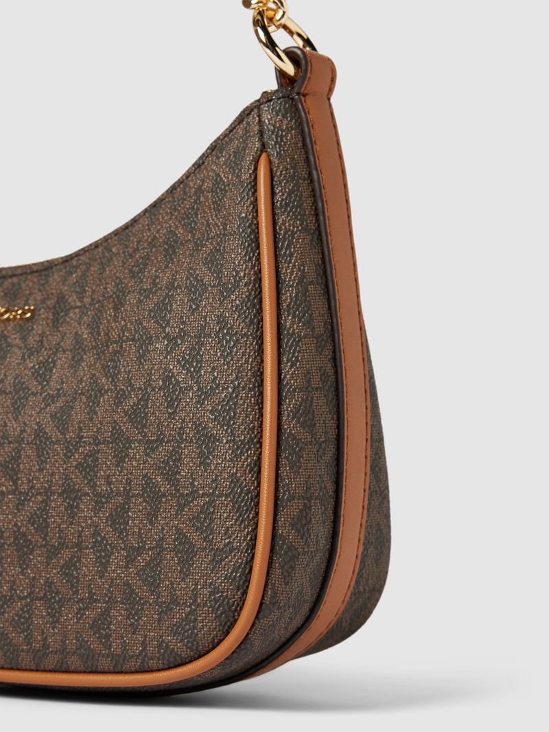 Pochette mit Allover-Logo-Muster Modell 'JET SET CHARM' in dunkelbraun
