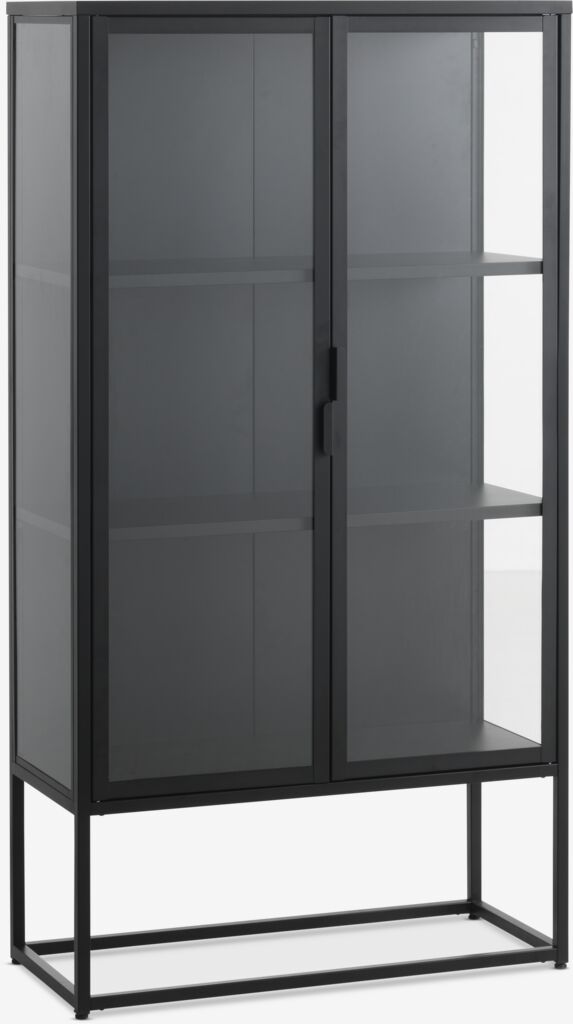 VIRUM Vitrine VIRUM, 2 portes vitrées, noir
