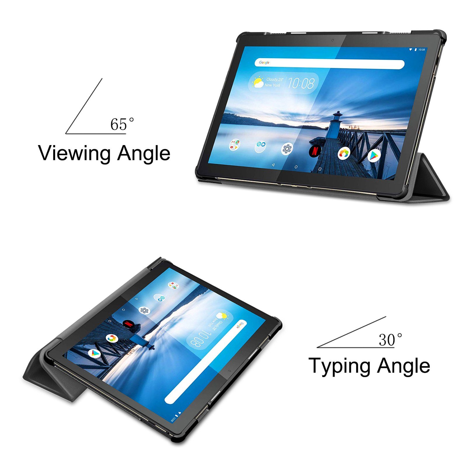 Lobwerk Tablet-Hülle Schutzhülle für Lenovo Tab M10 (2018) TB-X605F 10.1 Zoll, Wake & Sleep Funktion, Sturzdämpfung, Aufstellfunktion