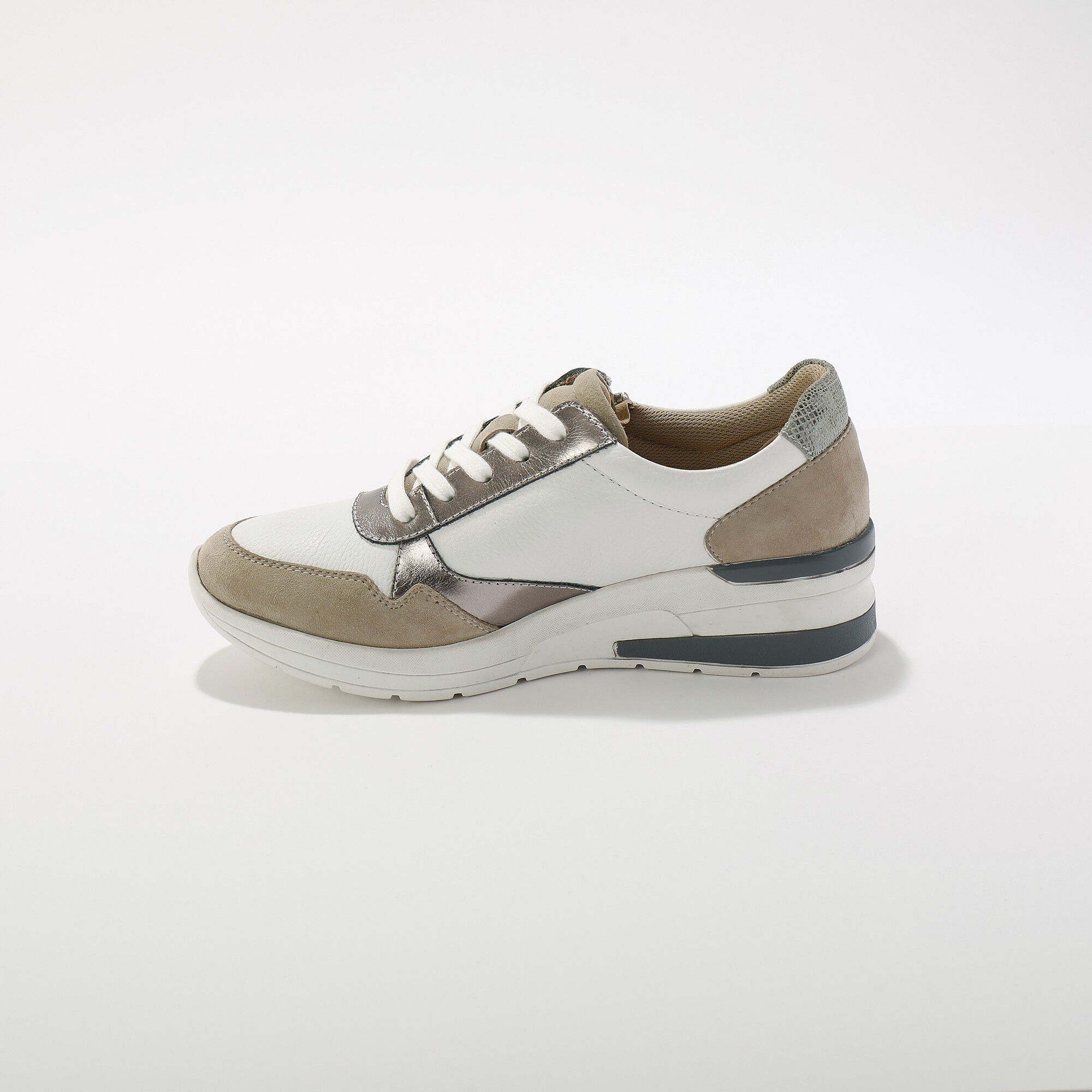 Sneakers à lacets zippées en cuir