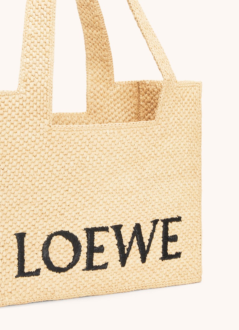 Nákupní taška LOEWE Font Medium z rafie s odnímatelným ramenním popruhem