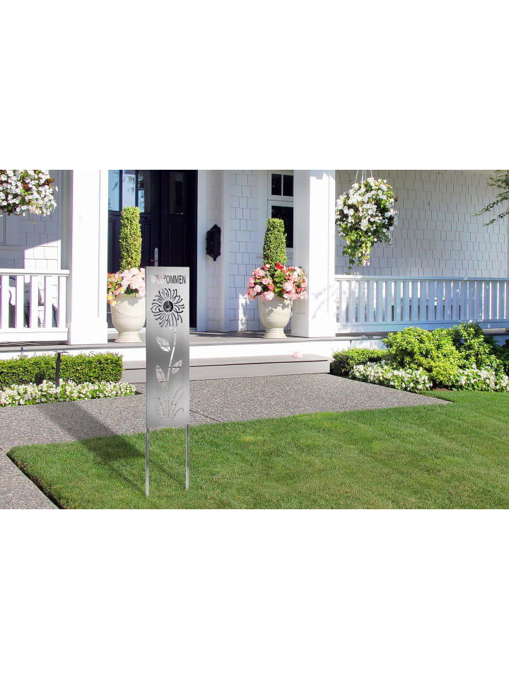 kobolo Gartendekoration SUNFLOWERSIGN in Silber günstig kaufen onesize