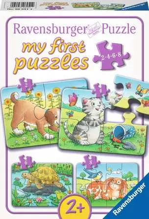 Kinderpuzzle ab 2 Jahren - Niedliche Haustiere - 2 + 4 + 6 + 8 Teile