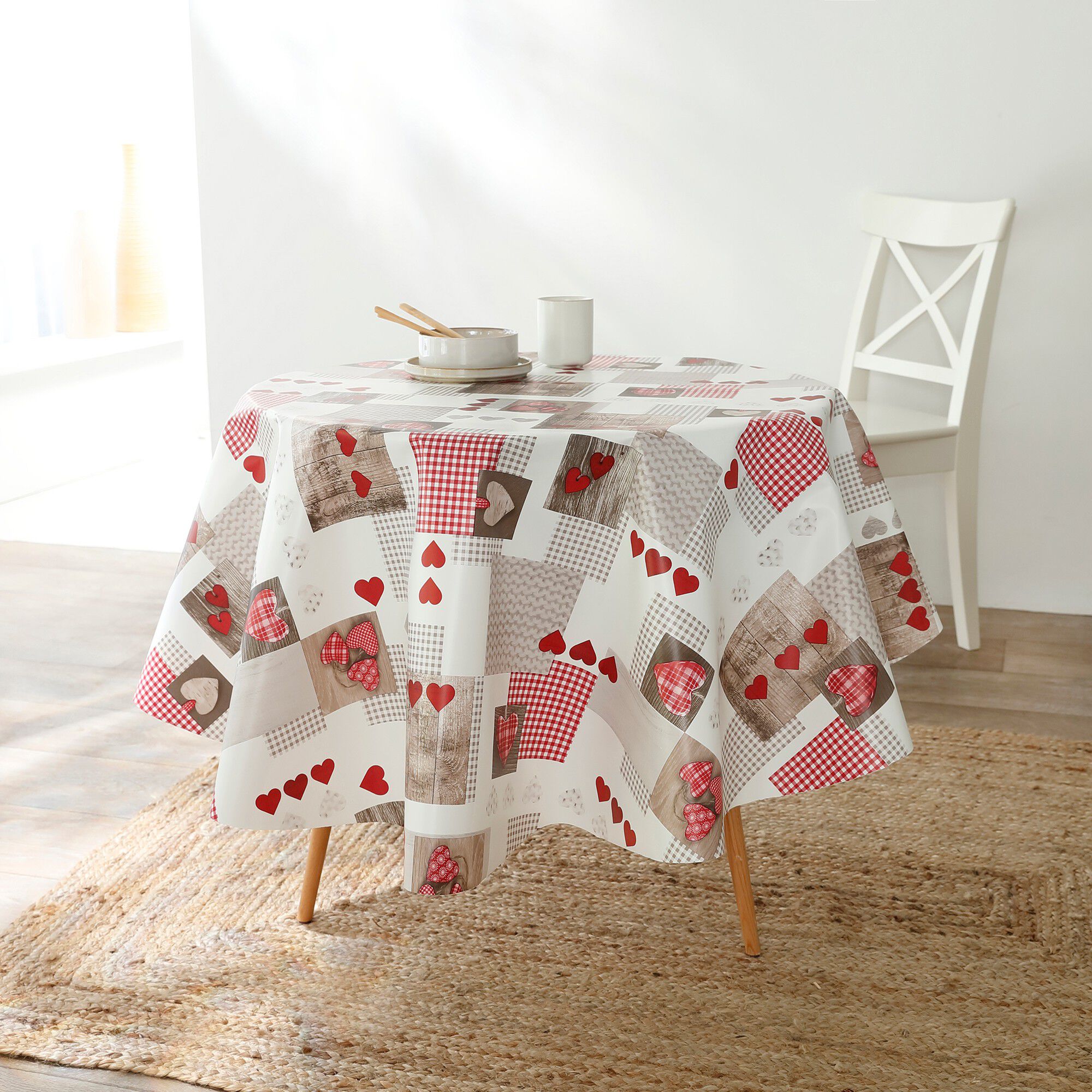 Nappe toile cirée motifs coeurs Berneix