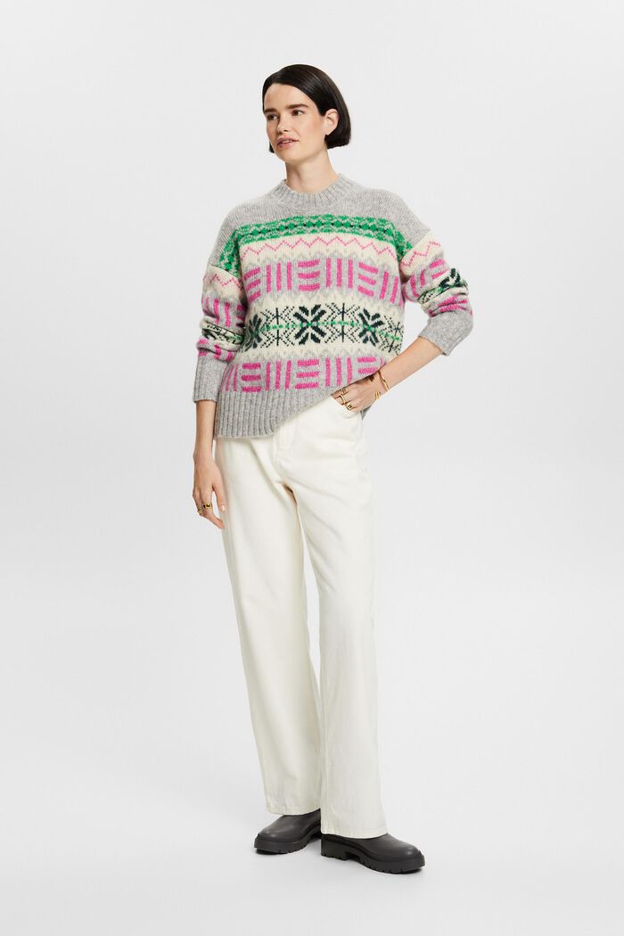 Jacquardpullover mit Rundhalsausschnitt