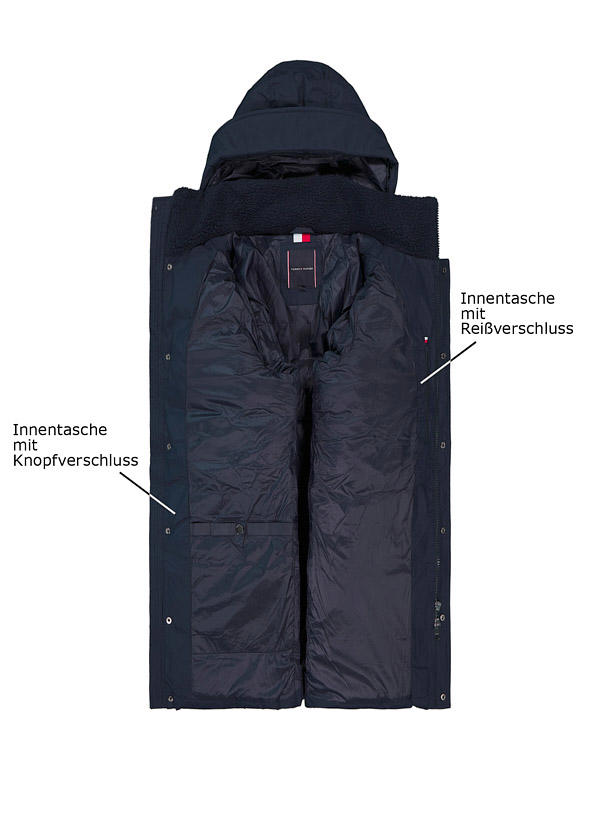 Tommy Hilfiger, Parka, Mikrofaser wasserabweisend, nachtblau