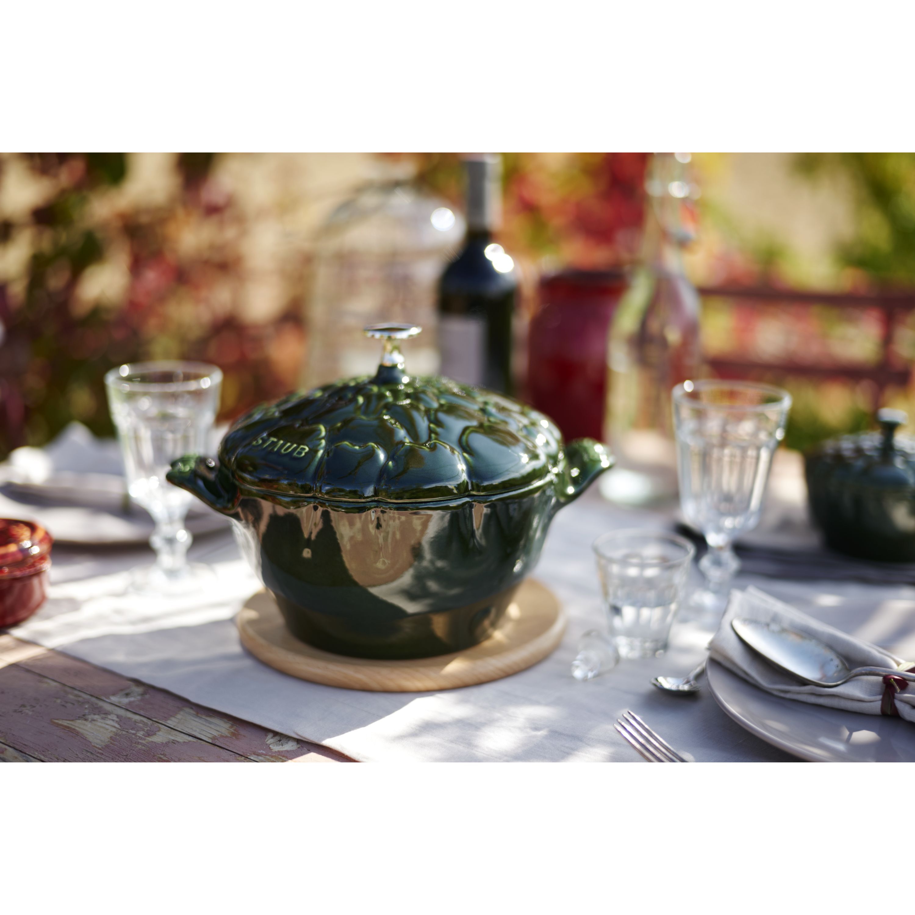 Cocotte 22 cm, Artischocke, Basilikum-Grün, Gusseisen