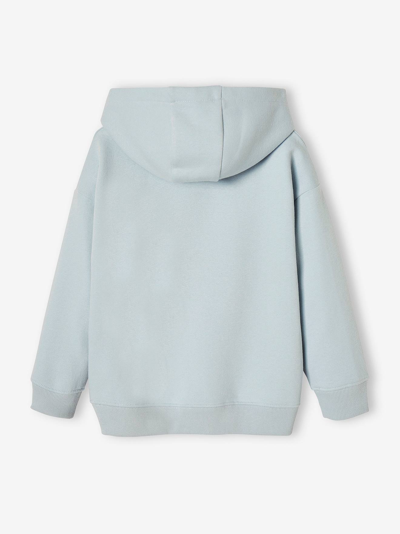 Sweat à capuche grand motif graphique garçon bleu ciel