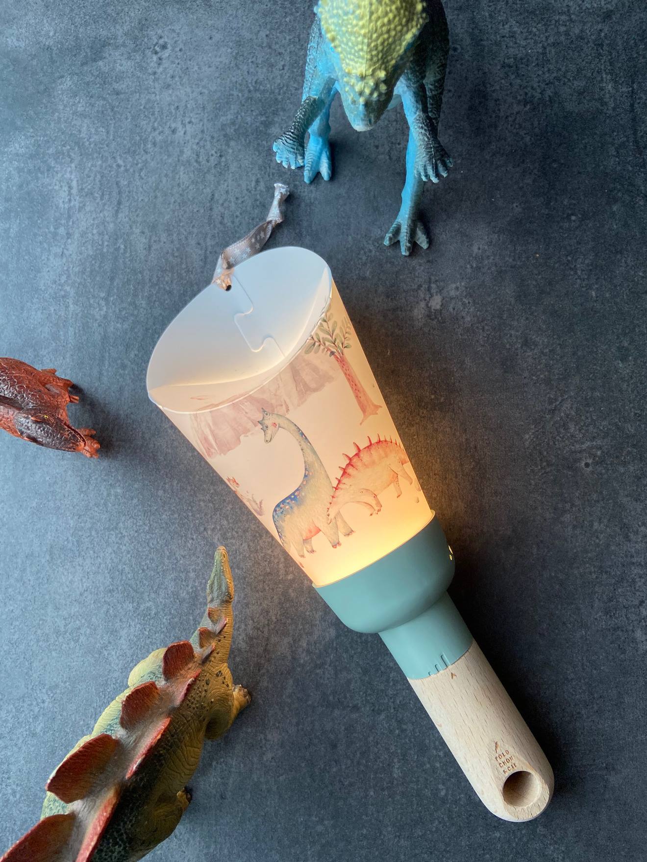 Coffret lampe nomade 5 en 1 Dinosauria MAISON POLOCHON vert sauge