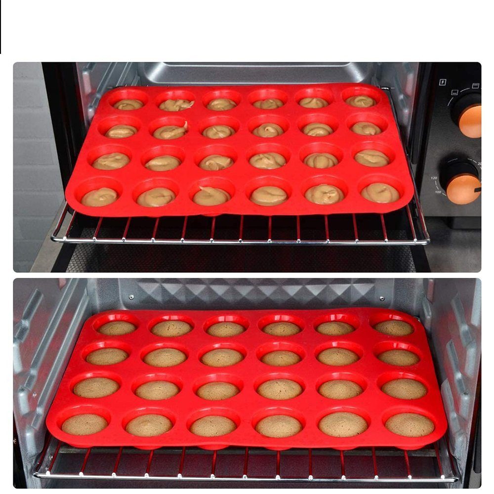 Fokelyi Muffinform Mini-Silikon-Cupcake-Form-Set, Mini-Muffinform für 24 Tassen