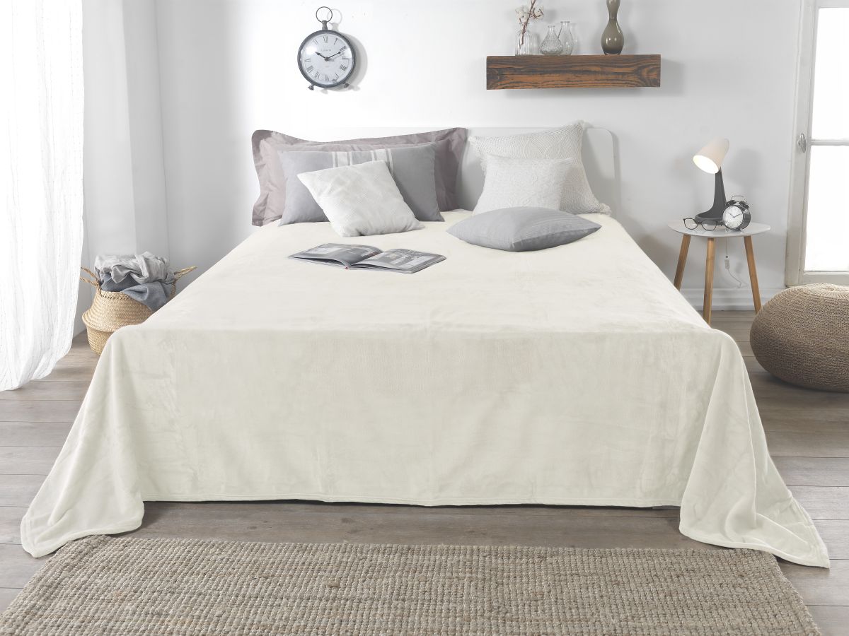 Flanell-Kuscheldecke Wollweiss 220 x 240 cm