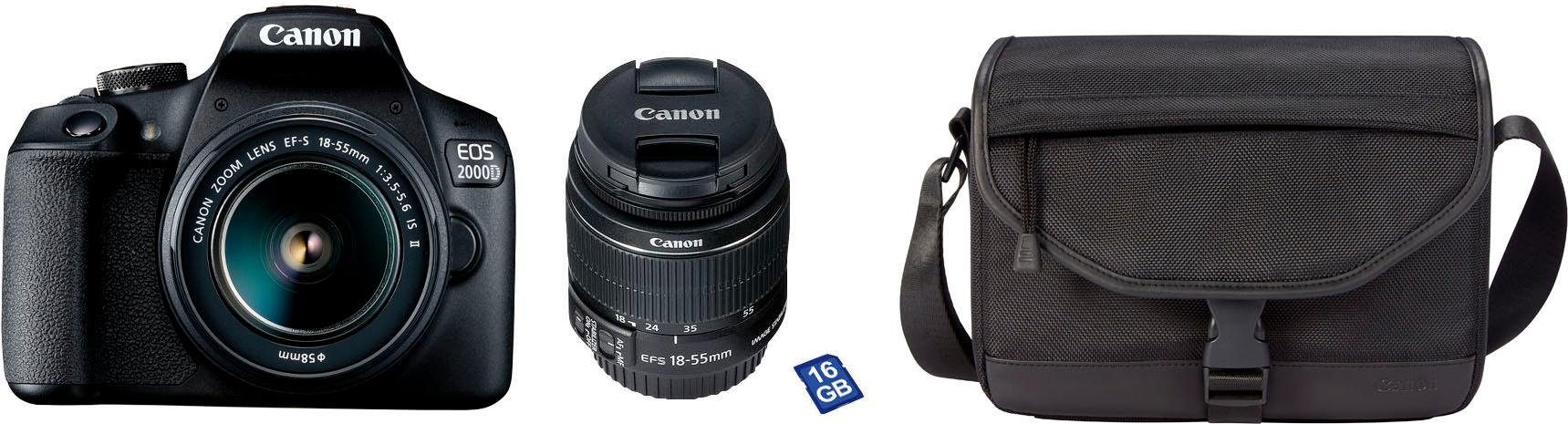 Canon EOS 2000D Kit Spiegelreflexkamera (EF-S 18-55 IS II, 24,1 MP, NFC, WLAN (Wi-Fi), inkl. EF-S 18-55 IS II Objektiv)