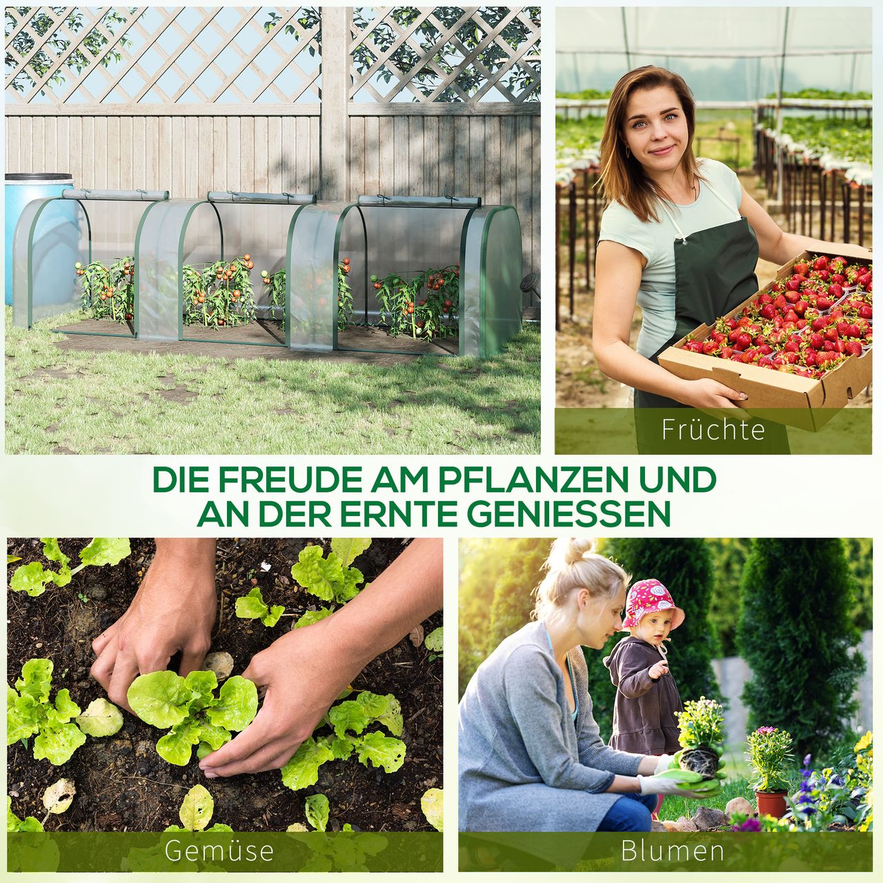 Outsunny Foliengewächshaus Treibhaus Frühbeet Tür Pflanzenaufzucht Folie