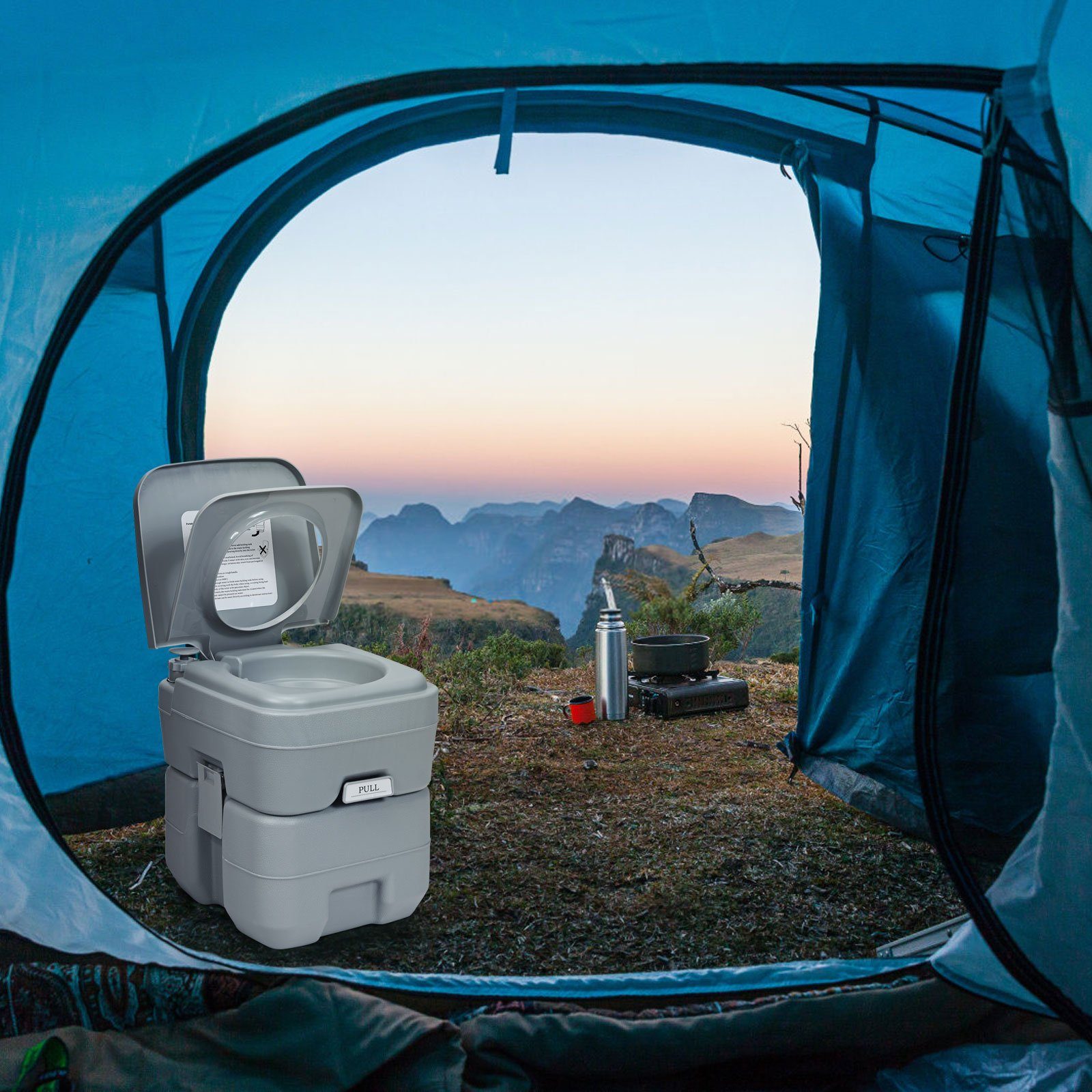 COSTWAY Campingtoilette Reisetoilette, 20L+12L mit abnehmbarem Abwassertank