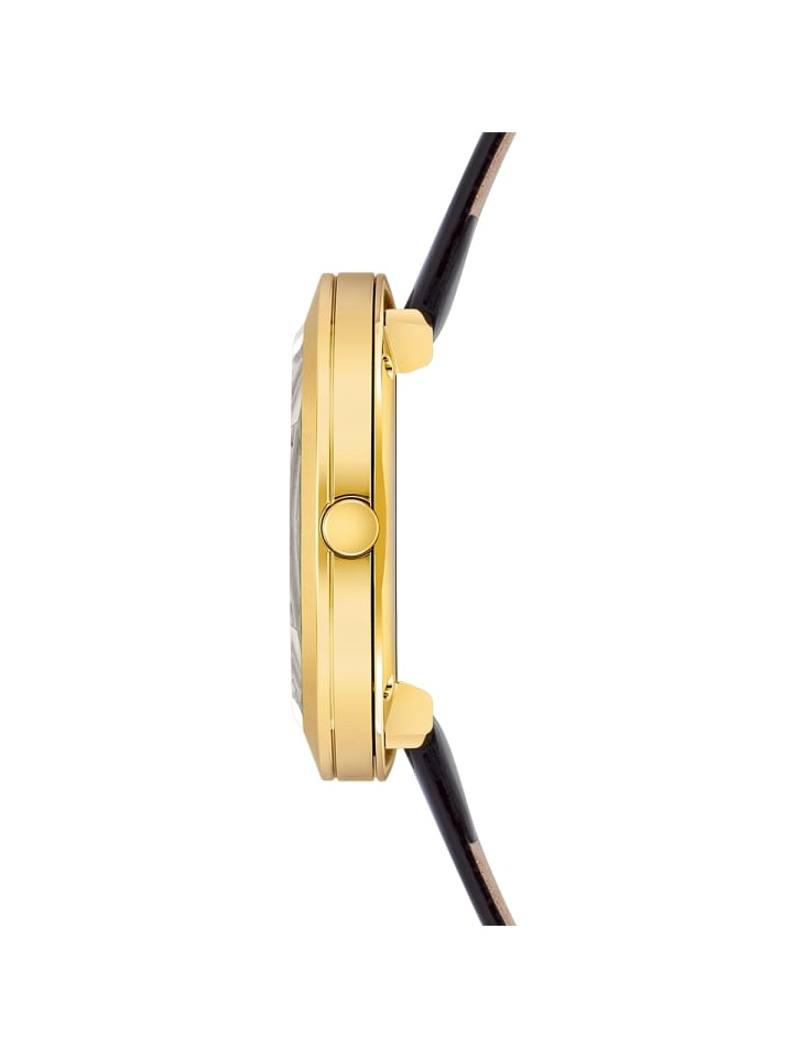 Rhodenwald & Söhne Damen Quarzuhr gelbgold Echtleder dunkelbraun in dunkelbraun günstig kaufen 18 cm