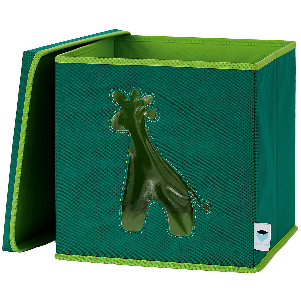 Aufbewahrungsbox Giraffe grün, mit Sichtfenster, 30 x 30 x 30 cm