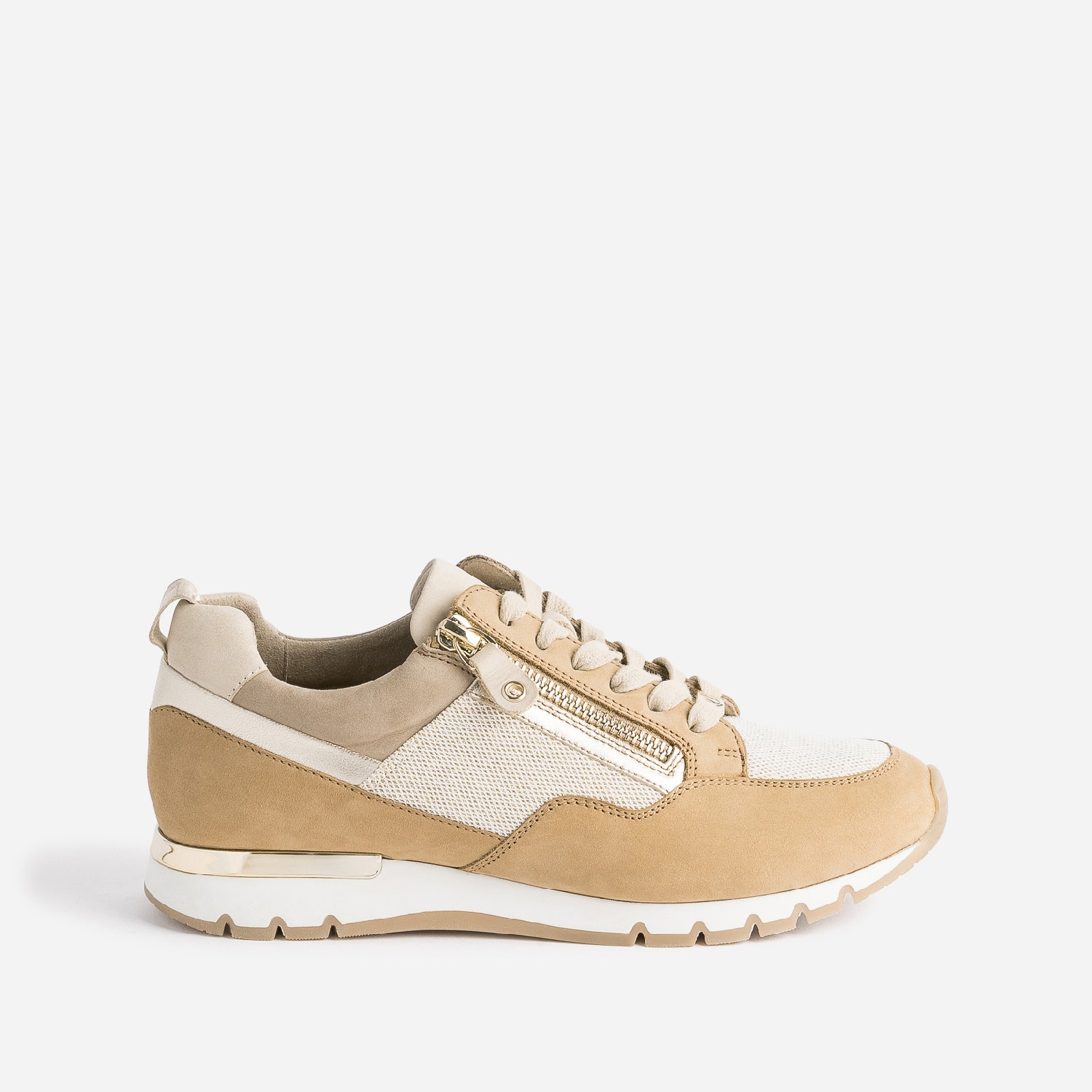 Tennis CAPRICE camel et textile pailleté