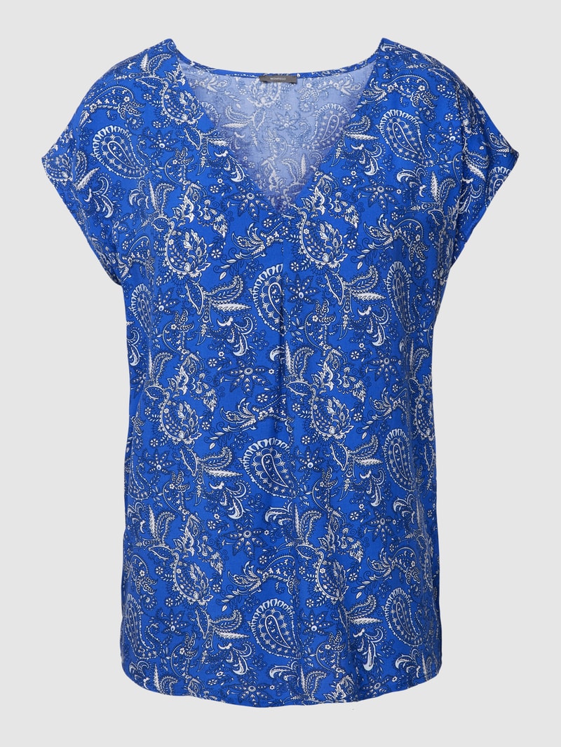 Blusenshirt aus reiner Viskose mit Kellerfalte in royalblau