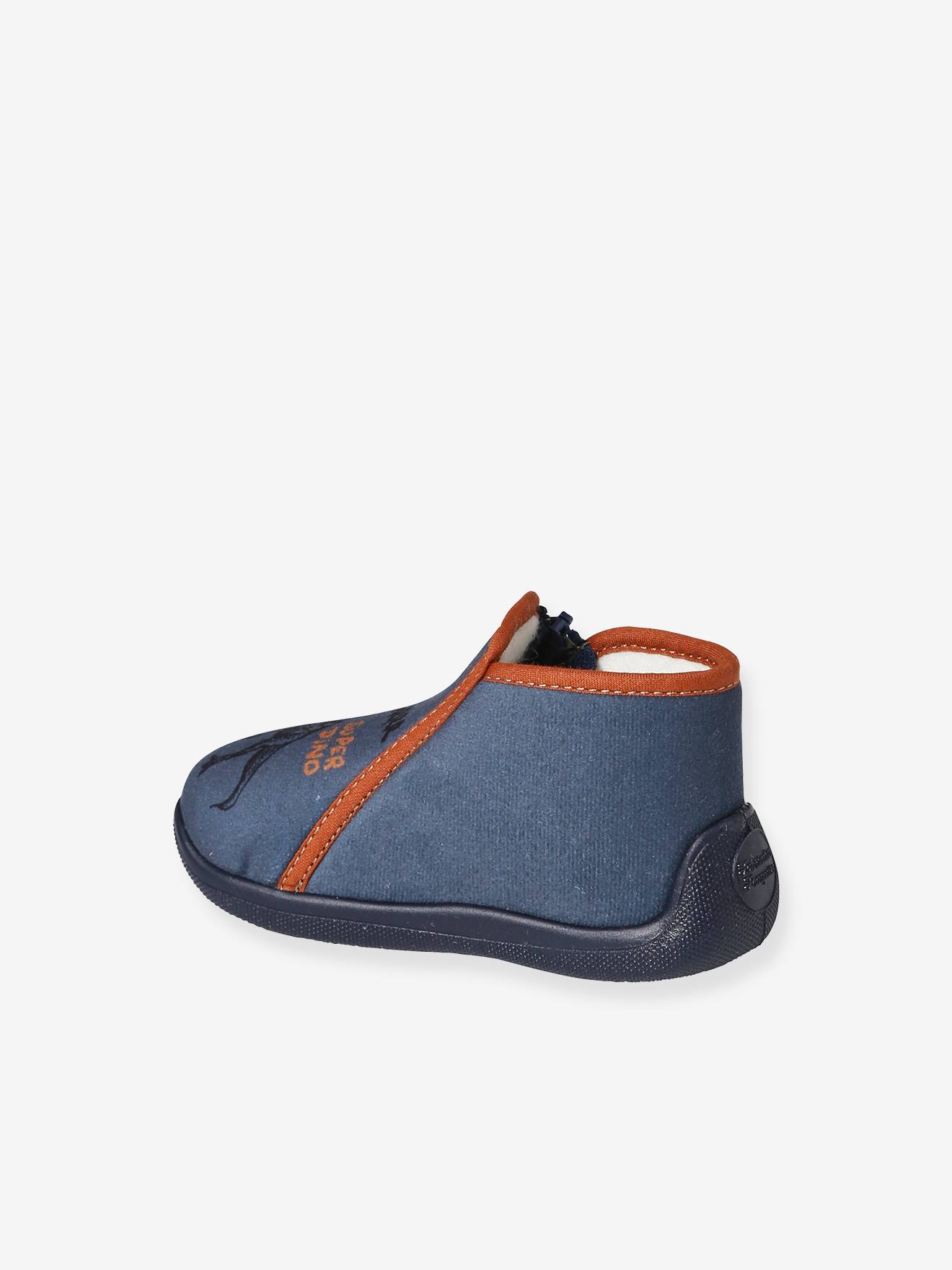 Vertbaudet Baby Stoff-Hausschuhe mit Reißverschluss - blau