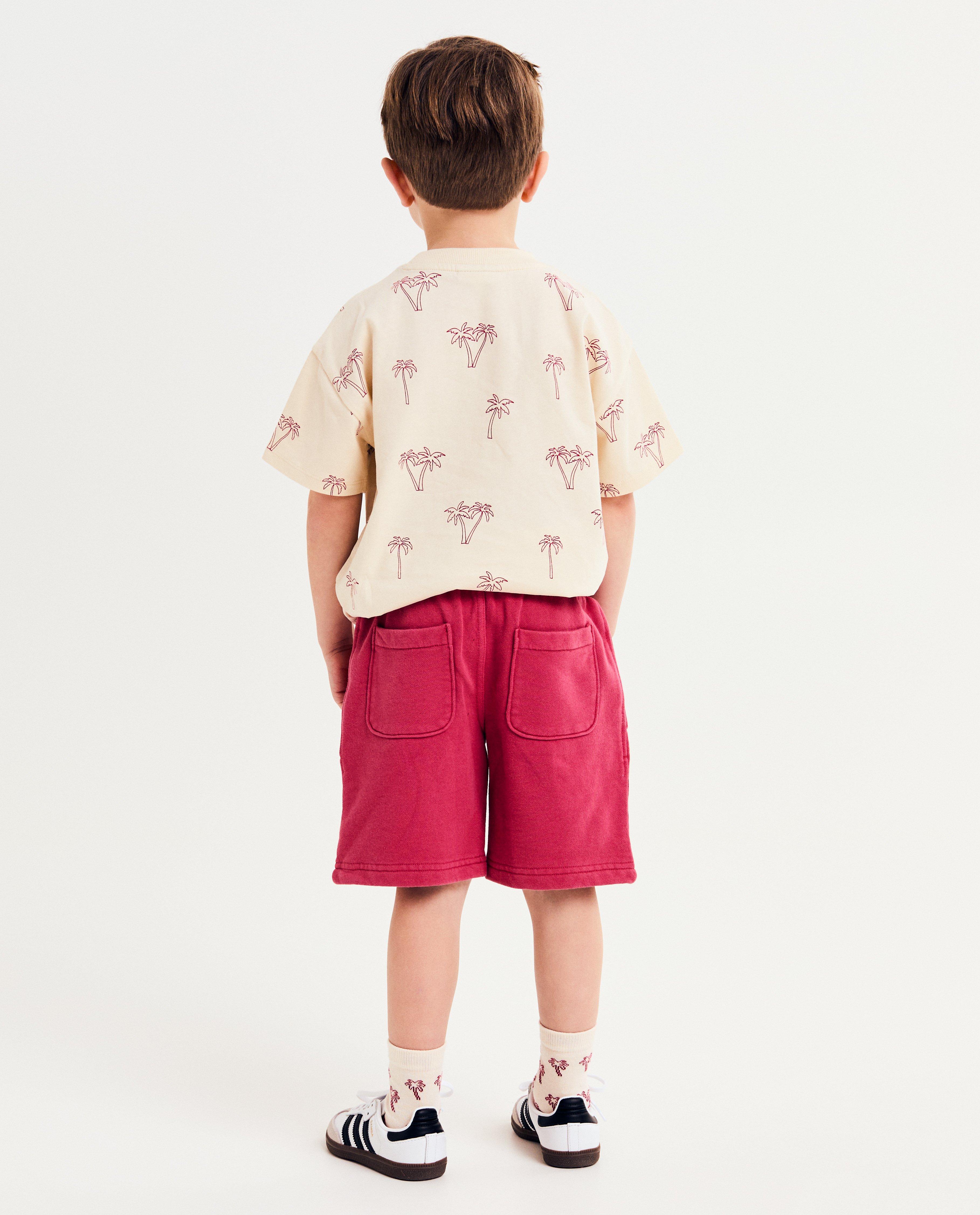 Pantaloni scurți Kidz Nation roșii cu aspect decolorat, roșu închis