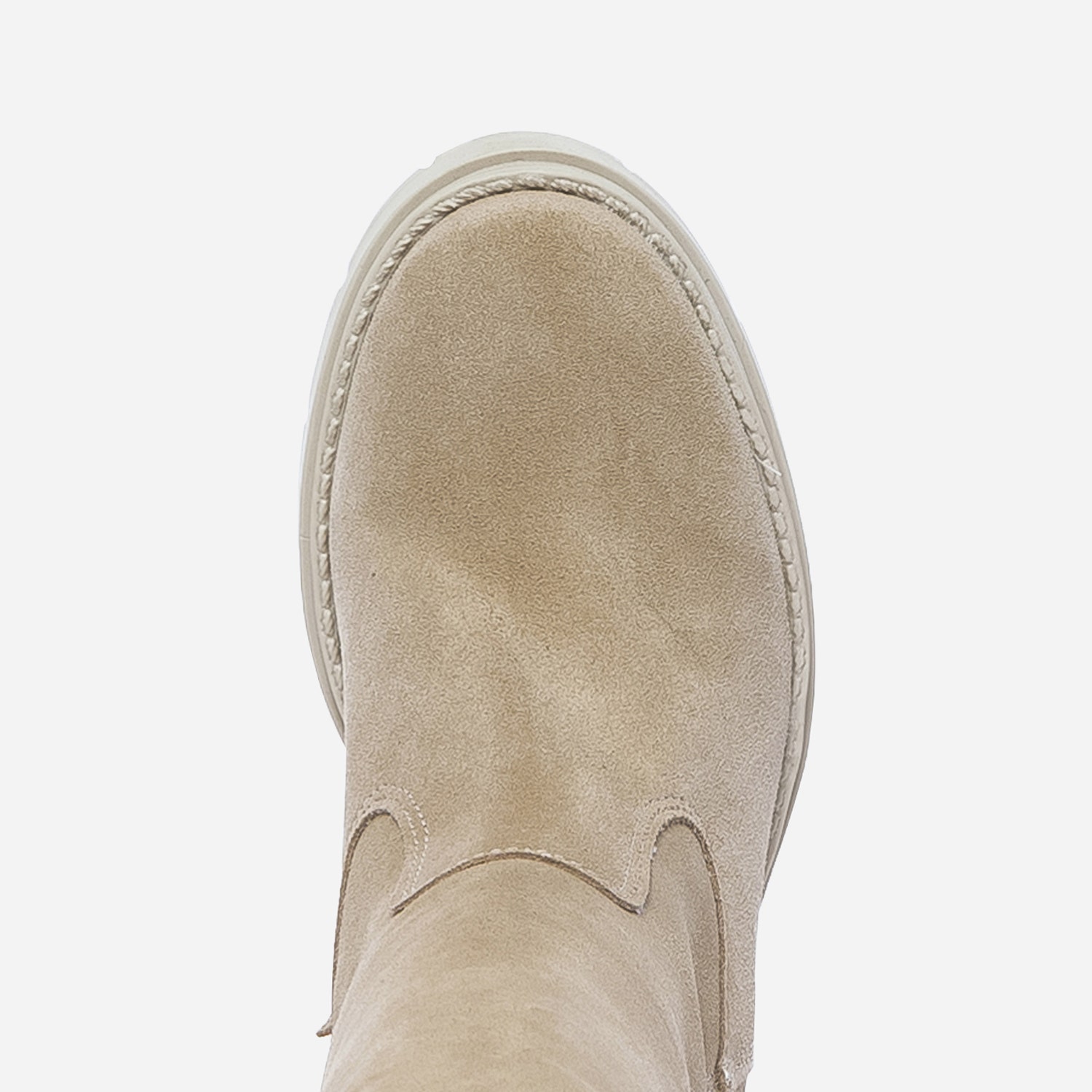 Botte TEXTO beige éco-conçue en cuir velours