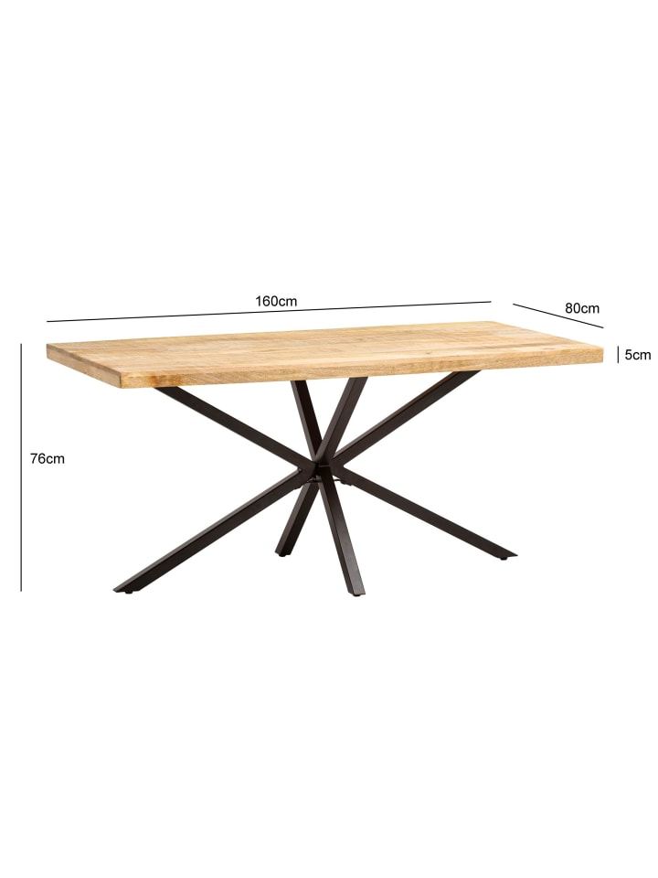 KADIMA DESIGN Esszimmertisch 160x80x76 cm Massivholz Metall Esstisch günstig kaufen