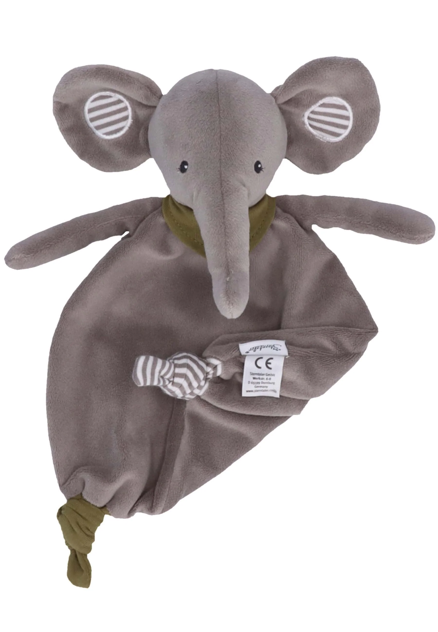 Schmusetuch Elefant Eddy in Grau mit Halstuch