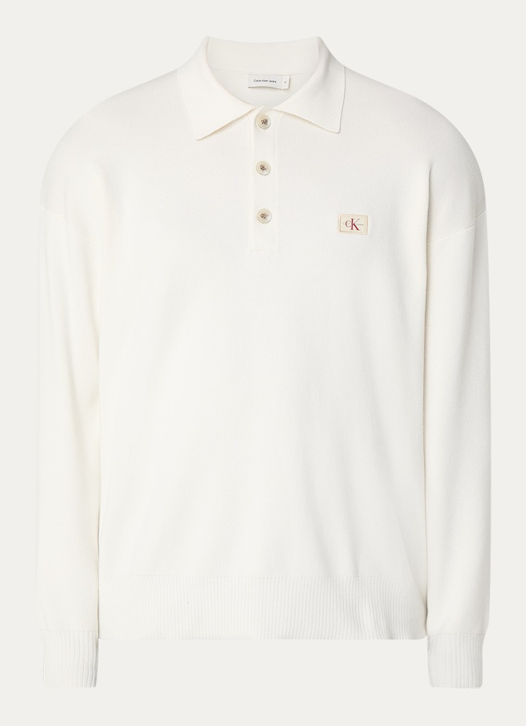 Calvin Klein fino pletena polo majica regularnog kroja s logotipom