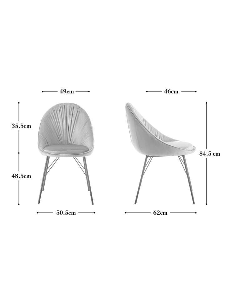 B&D Home 2er-Set: Esszimmerstuhl MILA in Grau - (B)50,5 x (H)84,5 x (T)62 cm günstig kaufen onesize