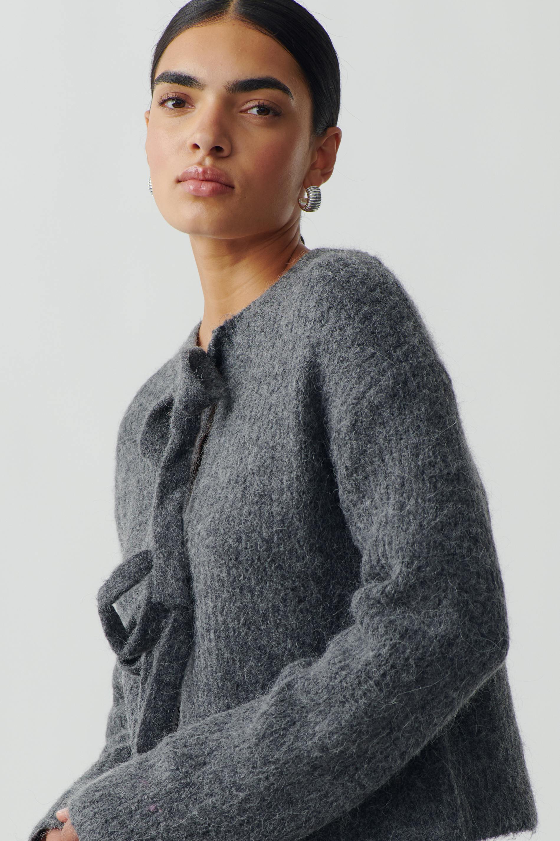 Knitted tie cardigan