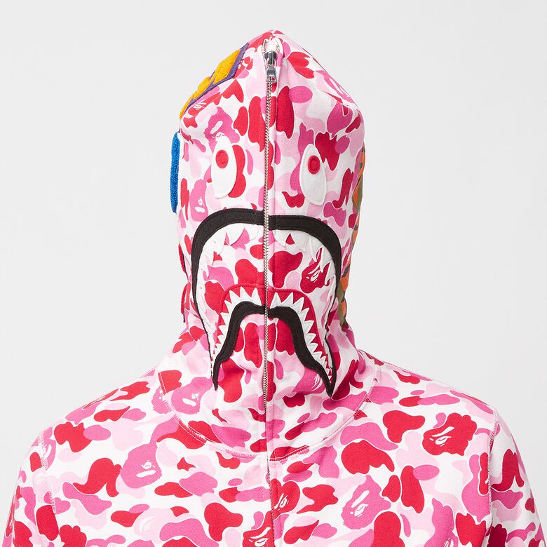 A Bathing Ape ABC Camo Shark Full Zip Hoodie pink