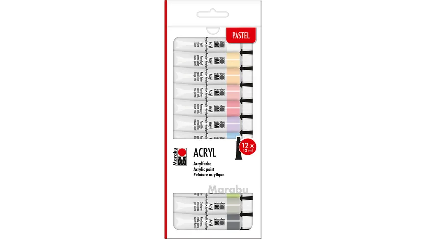 Marabu Acrylfarben 12er Set PASTEL 144 ml