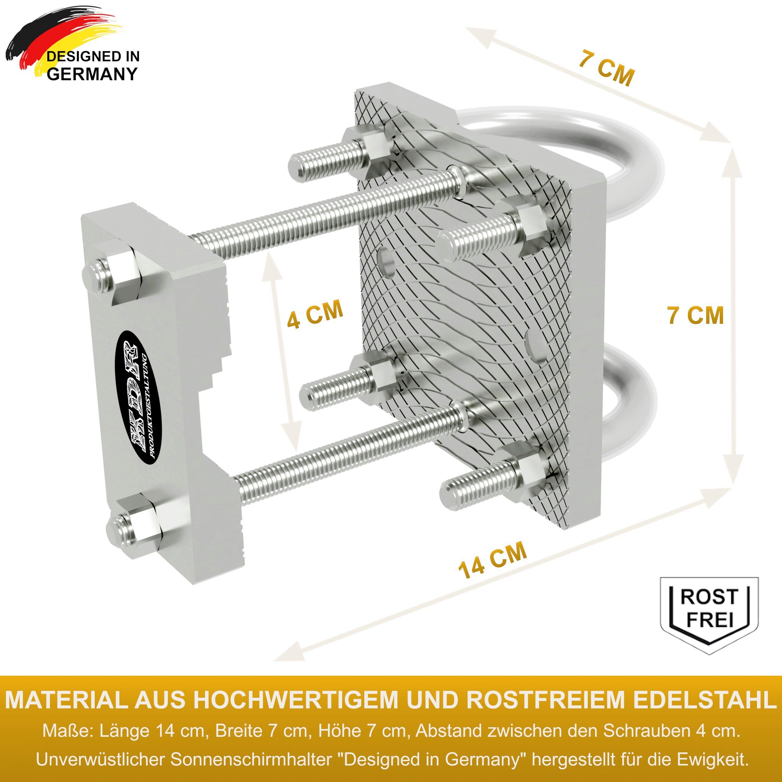 KDR Produktgestaltung Schirmhalter Sonnenschirmhalter Balkongeländer Sonnenschirmständer für Sonnenschirm, für Stöcke bis Ø 42 mm